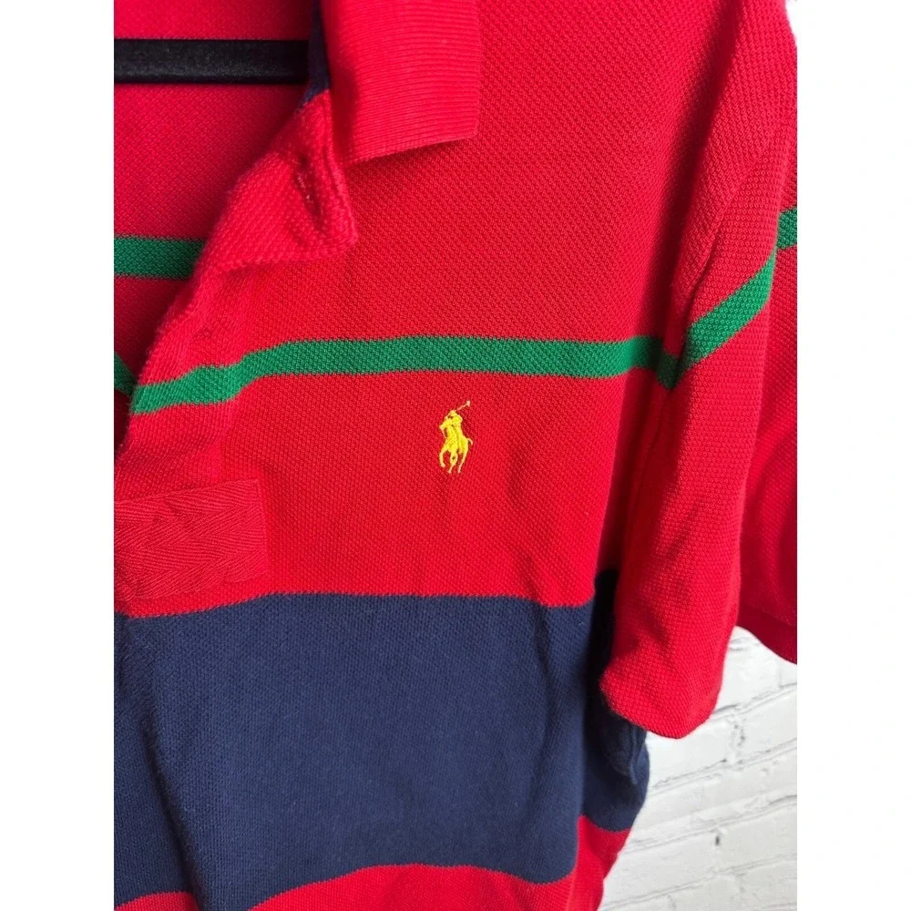 Polo Ralph Lauren Striped Polo Shirt Classic Fit Red Green Navy L